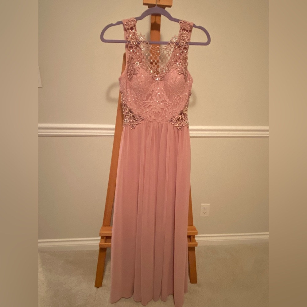 City Studio Blush Lace Maxi Dress